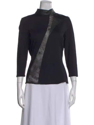 Pre-owned Versace Jeans Couture Patterned Mock Neck Top In Black