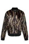 Versace Jeans Couture Chain-print Bomber Jacket In Black