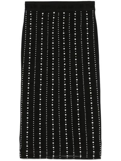 Versace Jeans Couture Pearl-embellished Midi Skirt In E899 Black