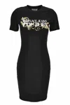 Versace Jeans Couture Crystal Outline Barocco Mini Dress In Black