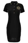 Versace Jeans Couture Embroidered-logo Polo Mini Dress In Black