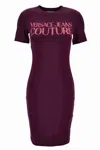 Versace Jeans Couture Logo-print T-shirt Dress In Burgundy