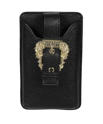 Versace Jeans Couture Phone Holder With Chain In Black