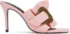 Versace Jeans Couture Pink Baroque Buckle Emily Mules In E489 Peony