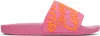 VERSACE JEANS COUTURE PINK LOGO SHELLY POOL SLIDES