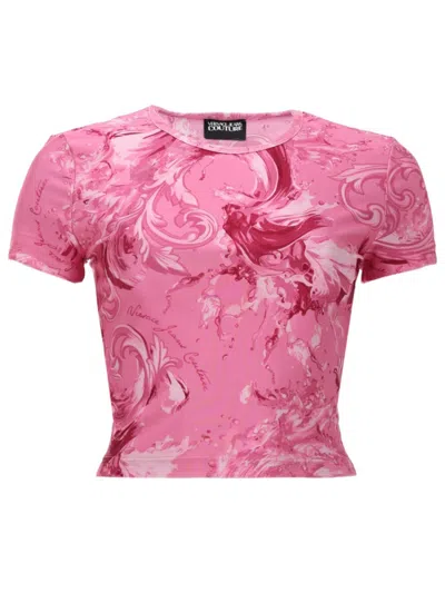 Versace Jeans Couture Pink Printed Round Neck T-shirt