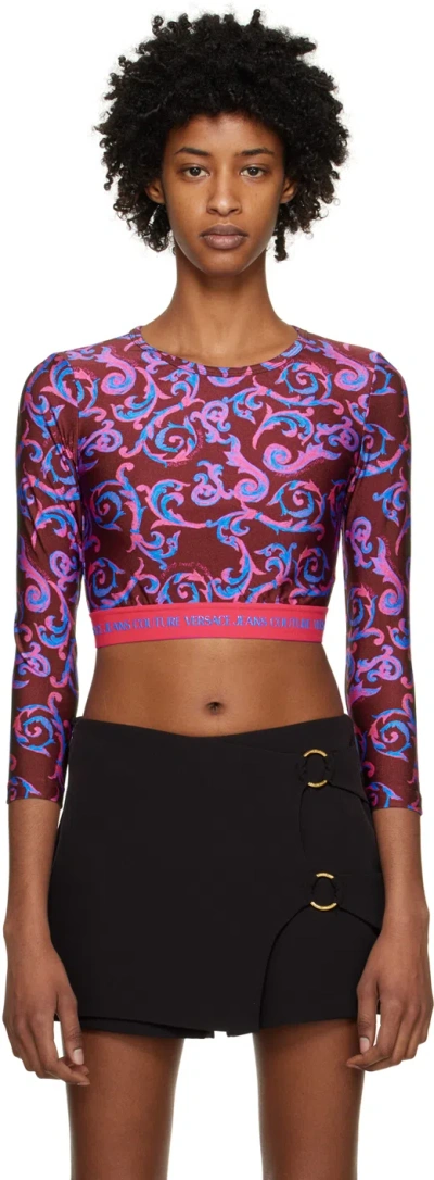 Versace Jeans Couture Pink Sketch Couture Long Sleeve T-shirt In E335 Pink