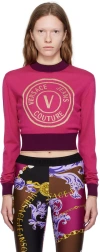 VERSACE JEANS COUTURE PINK V-EMBLEM SWEATER