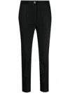 Versace Jeans Couture Pinstripe-pattern Slim-cut Trousers In Black