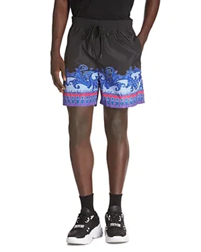 Versace Jeans Couture Placed Print Drawstring Shorts In Space