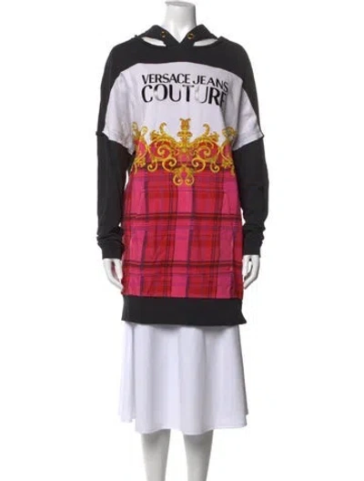 Pre-owned Versace Jeans Couture Plaid Print Crew Neck Sweater In Red