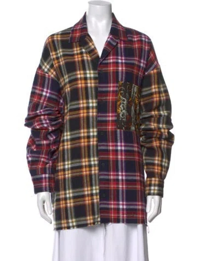 Pre-owned Versace Jeans Couture Plaid Print Long Sleeve Top In Multicolor