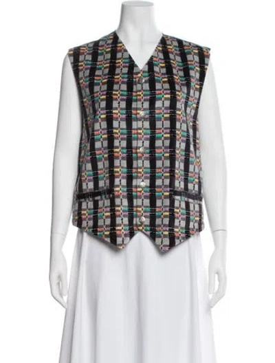 Pre-owned Versace Jeans Couture Plaid Print Vest In Gray
