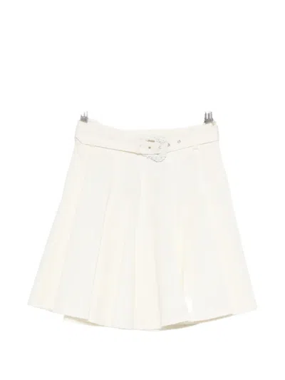 Versace Jeans Couture Pleated Belt Skirt In White