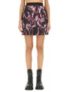 Versace Jeans Couture Pleated Mini Skirt With Vibrant Pattern In Multicolor