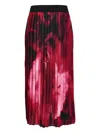 Versace Jeans Couture Pleated Rose-print Skirt In Pink