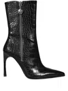 Versace Jeans Couture Pointed-toe Crocodile-effect Ankle Boots In Black