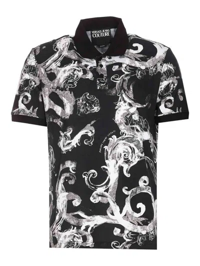 Versace Jeans Couture Polo Watercolour Couture In Black