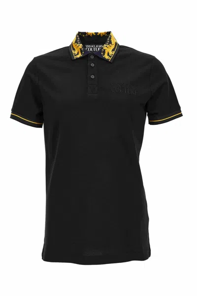 Versace Jeans Couture Baroque Print Black Polo Shirt By