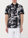 Versace Jeans Couture Watercolour Baroque-pattern Polo Shirt In Black 1