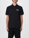 Versace Jeans Couture Black Piping Logo Polo In Black