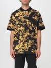 Versace Jeans Couture Baroque-inspired Black And Gold Polo Shirt In Multi
