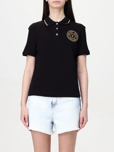 VERSACE JEANS COUTURE POLO SHIRT VERSACE JEANS COUTURE WOMAN COLOR BLACK,G77415002
