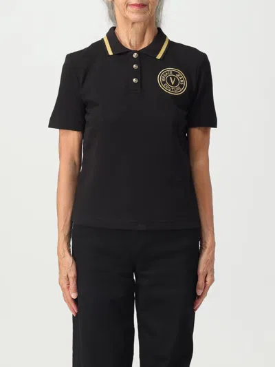 VERSACE JEANS COUTURE POLO SHIRT VERSACE JEANS COUTURE WOMAN COLOR BLACK,e81465002