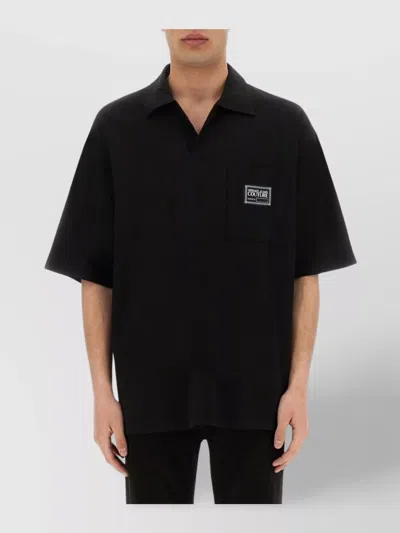 Versace Jeans Couture Polo Shirt With Chest Pocket And Short Sleeves In Black