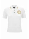 Versace Jeans Couture Woman Polo Shirt White Size S Cotton, Polyester, Elastane, Metallic Fiber In White