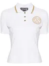 Versace Jeans Couture Woman Polo Shirt White Size S Cotton, Polyester, Elastane, Metallic Fiber In White Gold