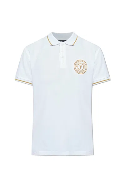 Versace Jeans Couture White Polo With Gold Embroidered Logo