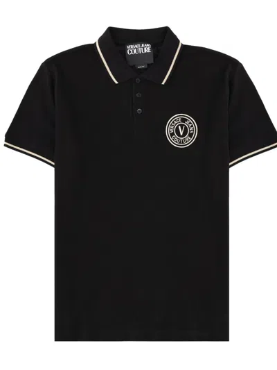 Versace Jeans Couture Polo With Logo In Black