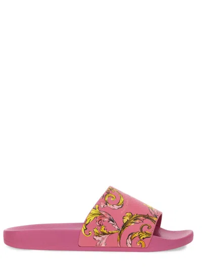 Versace Jeans Couture Polyurethane Pool Slides In Pink