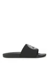 Versace Jeans Couture V-emblem Rubber Slide Sandals In Black