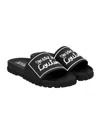 Versace Jeans Couture Black Logo Shelly Pool Slides In Black