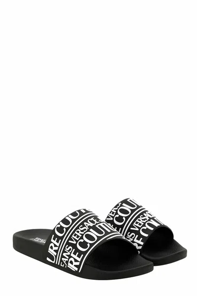 Versace Jeans Couture Pool Slides In Black