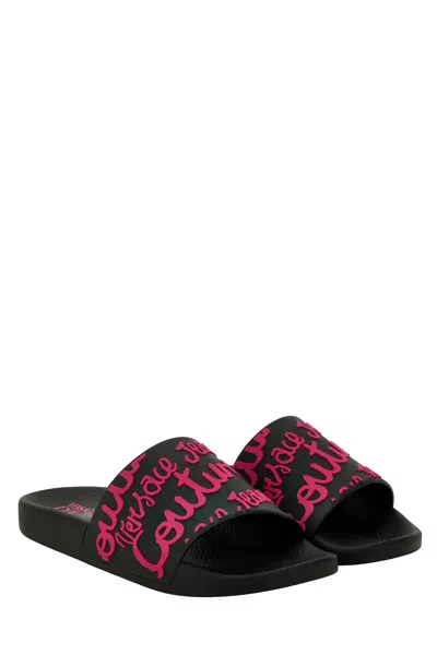Versace Jeans Couture Pool Slides In Black