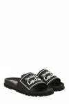 Versace Jeans Couture Black Logo Shelly Pool Slides In Black