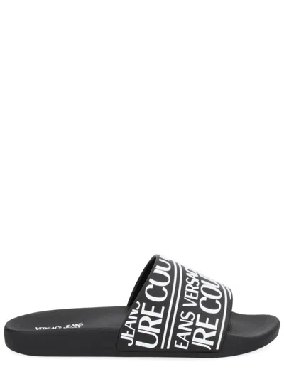 Versace Jeans Couture Pool Slides In Black