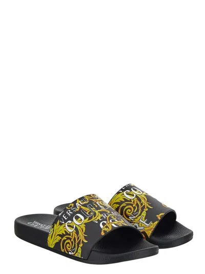 Versace Jeans Couture Pool Slides In Black
