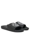 Versace Jeans Couture Black Bonded Pool Slides In Black