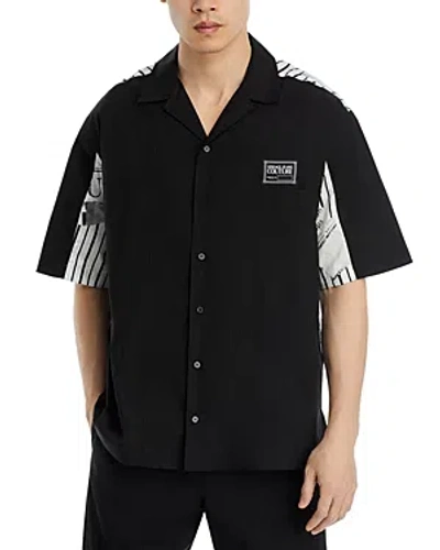 Versace Jeans Couture Pop Density Graphic Short Sleeve Button Down Shirt In Black
