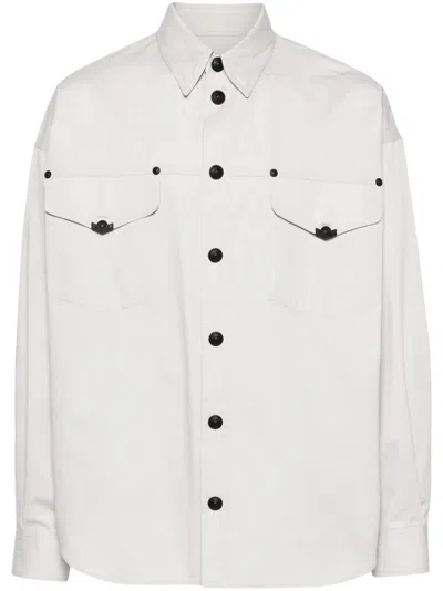 Versace Jeans Couture Press-stud Cotton Shirt In Grey