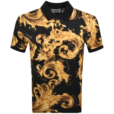 Versace Jeans Couture Print Polo T Shirt Black In Multi