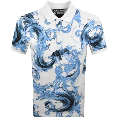 Versace Jeans Couture Print Polo T Shirt White