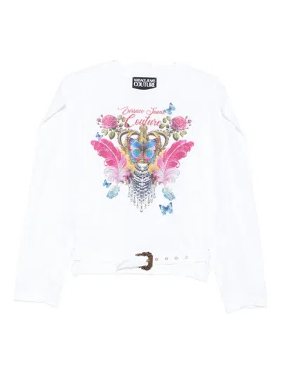 VERSACE JEANS COUTURE PRINTED BELTED BLOUSE