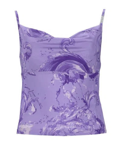Versace Jeans Couture Printed Camisole Top In Purple