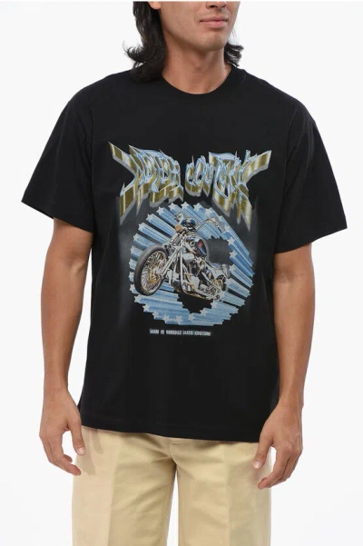 Versace Jeans Couture Printed Crew-neck T-shirt In Black