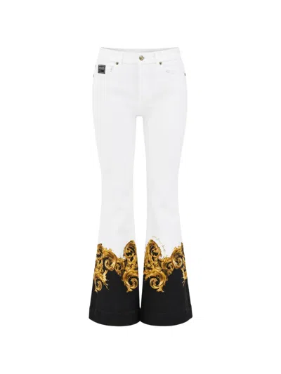 Versace Jeans Couture Printed Flared Jeans In White